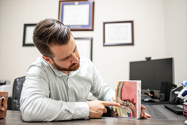 Tom Recher with ear diagram